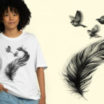 Feather With Birds T Shirt Design Vector Download Inside Psd Template To Feather A Shirt