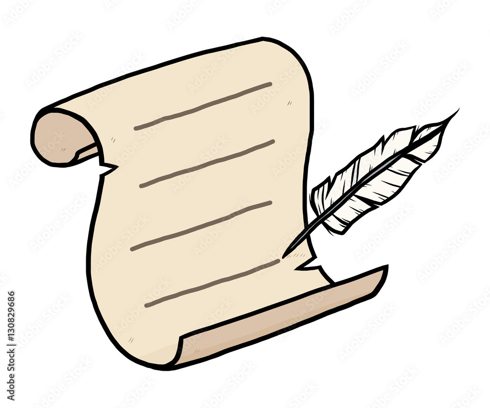 Feather Writing On Old Paper / Cartoon Vector And Illustration for Feather Letter Writing Template