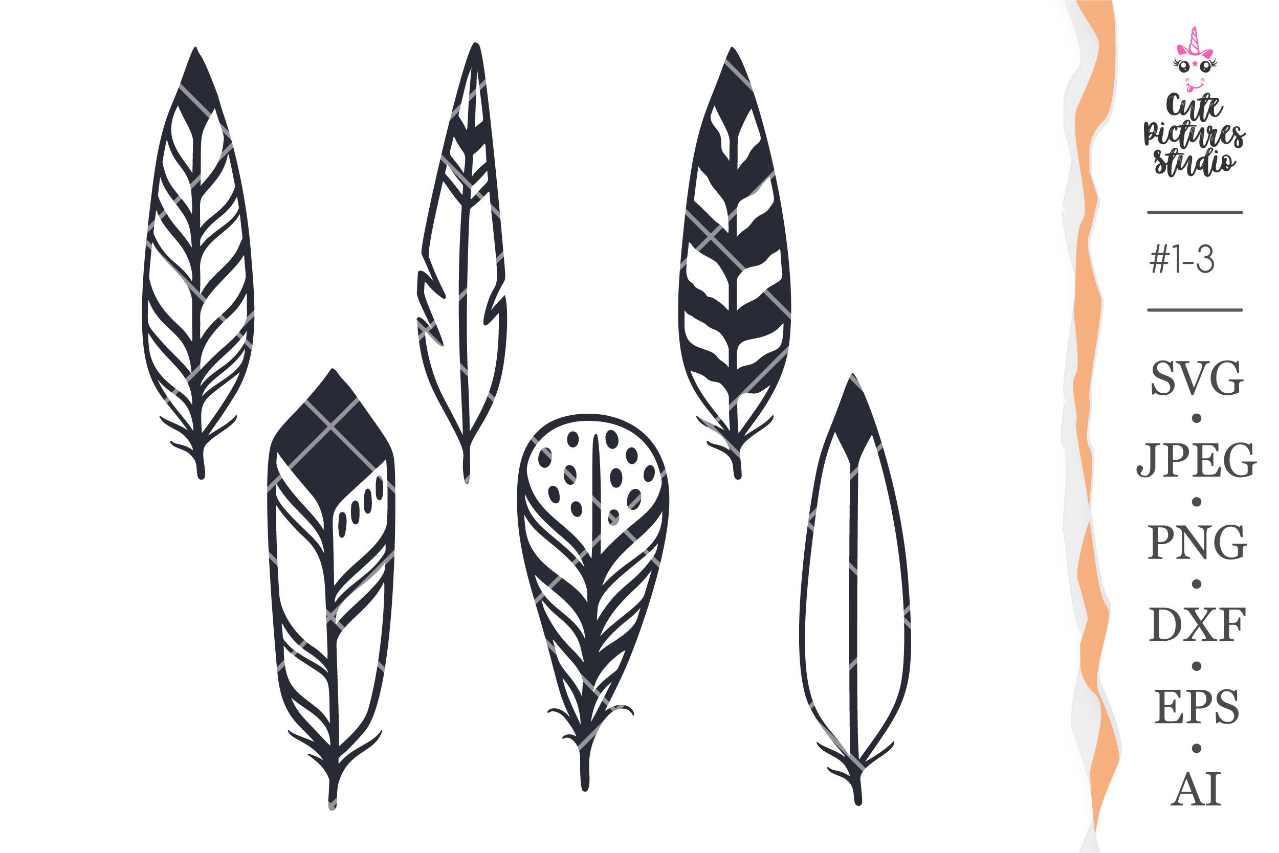Feathers Cricut Svg, Boho Feather Svg, Indian Feathers Svg with Feather Template Cricut