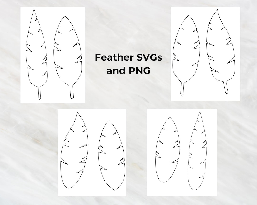 Feathers Template Svg Png For Cricut, Silhouette, Brother in Template For Feather