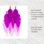 Feathers Template Svg Png For Cricut, Silhouette, Brother Throughout Feather Template Cricut