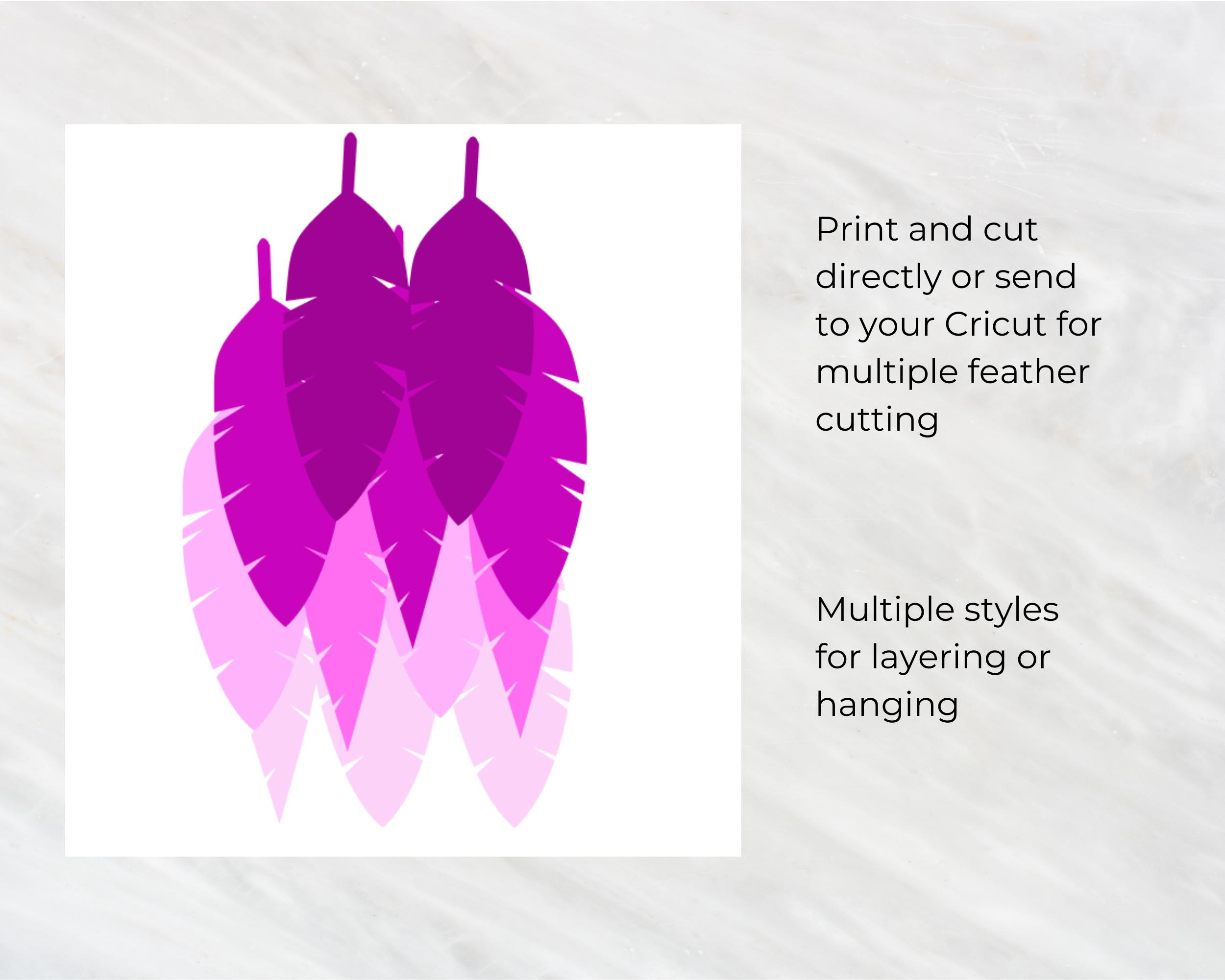 Feathers Template Svg Png For Cricut, Silhouette, Brother throughout Feather Template Cricut