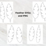 Feathers Template Svg Png For Cricut, Silhouette, Brother With Deatailed Feather Template