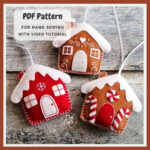 Felt Gingerbread House Pattern, Christmas Ornament Pdf For Hand Intended For Gingerbread House Felt Template