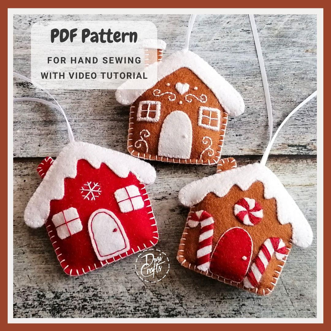 Felt Gingerbread House Pattern, Christmas Ornament Pdf For Hand intended for Gingerbread House Felt Template