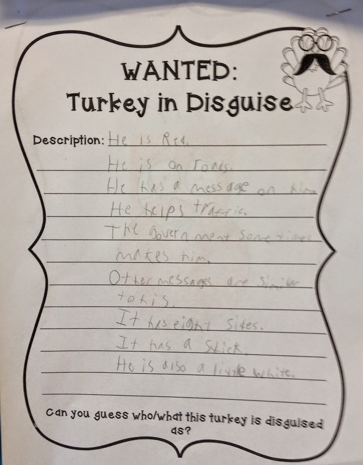 Flashback: Turkeys In Disguise - Mrs. O Knows within Turkey in Disguise Writing Template