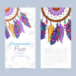 Flyer With Hand Drawn Dreamcatcher And Feathers Royalty Free Svg With Feather Template Flyer