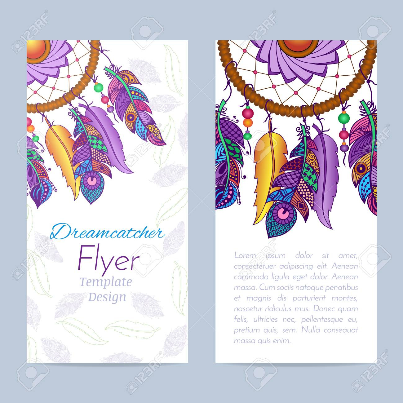 Flyer With Hand Drawn Dreamcatcher And Feathers Royalty Free Svg with Feather Template Flyer