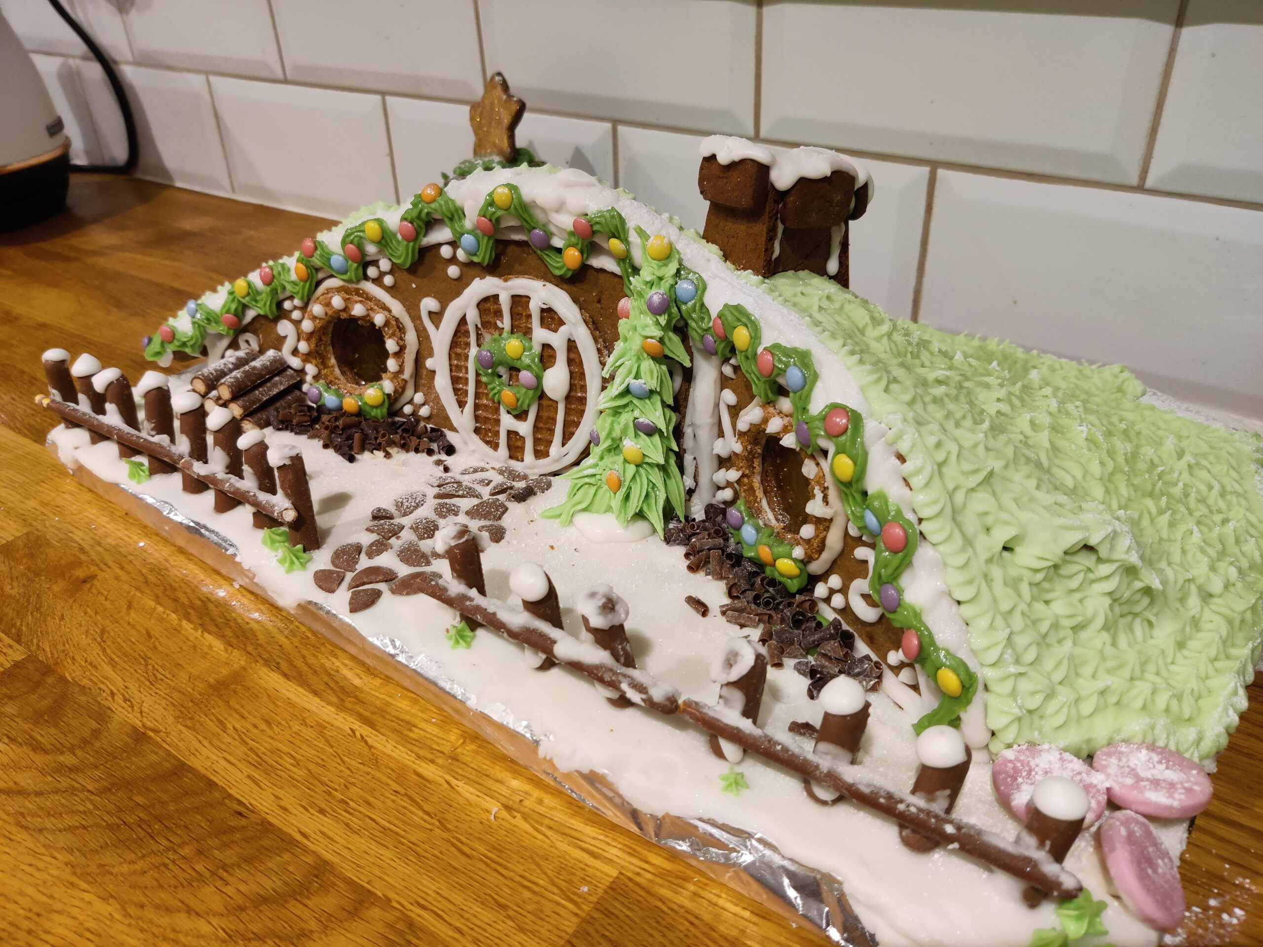For My First Gingerbread House, I Went For A Christmas Hobbit Hole with Hobbit Gingerbread House Template