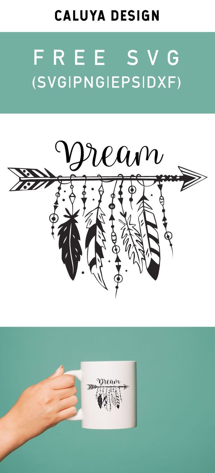 Free Boho Feather With Arrow Svg, Png, Eps &amp;amp; Dxfcaluya Design within Arrow Feather Printable Template