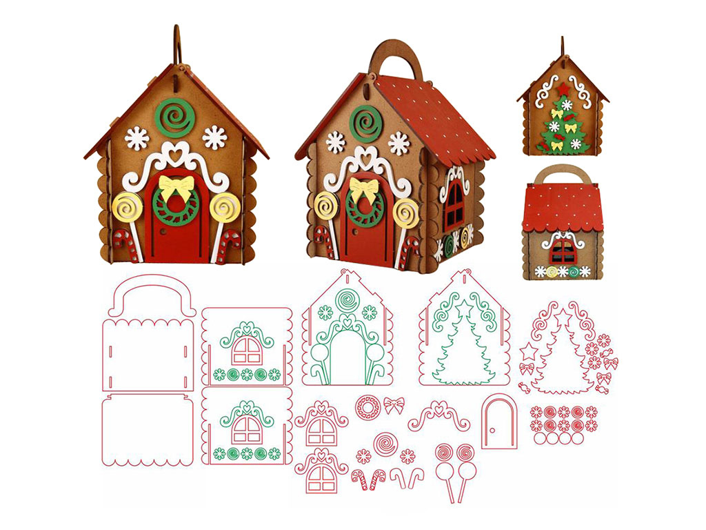 Free Laser Cut 3D Gingerbread House Vector Files intended for 3d Gingerbread House Template
