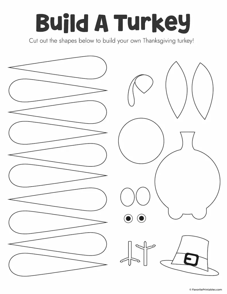 Free Printable Build A Turkey Cutout - Favorite Printables intended for Build Your Own Turkey Template
