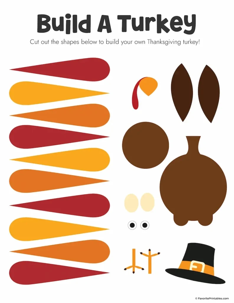 Free Printable Build A Turkey Cutout - Favorite Printables with Build Your Own Turkey Template