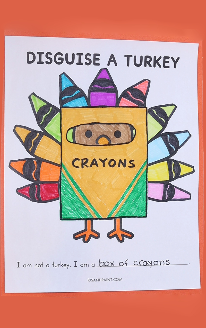 Free Printable Disguise A Turkey Template - Pjs And Paint intended for Crayon Turkey Disguise Template
