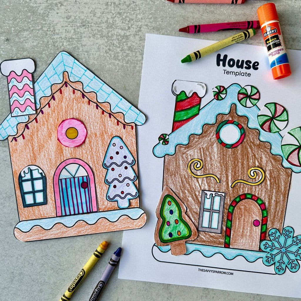 Free Printable Gingerbread House Craft For Kids - The Savvy Sparrow pertaining to Free Printable A Frame Gingerbread House Template