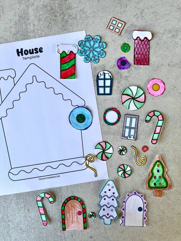 Free Printable Gingerbread House Craft For Kids - The Savvy Sparrow within Gingerbread House Pieces Template