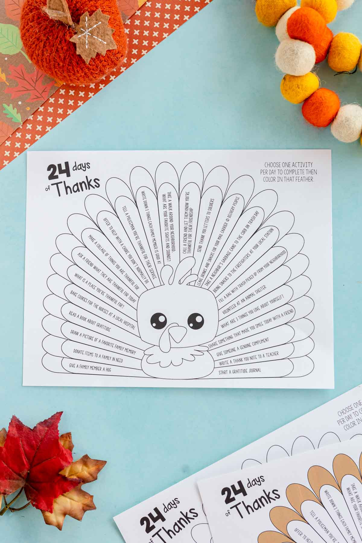 Free Printable Gratitude Thanksgiving Turkeys - Play Party Plan for Family Turkey Project Coloring Page Template