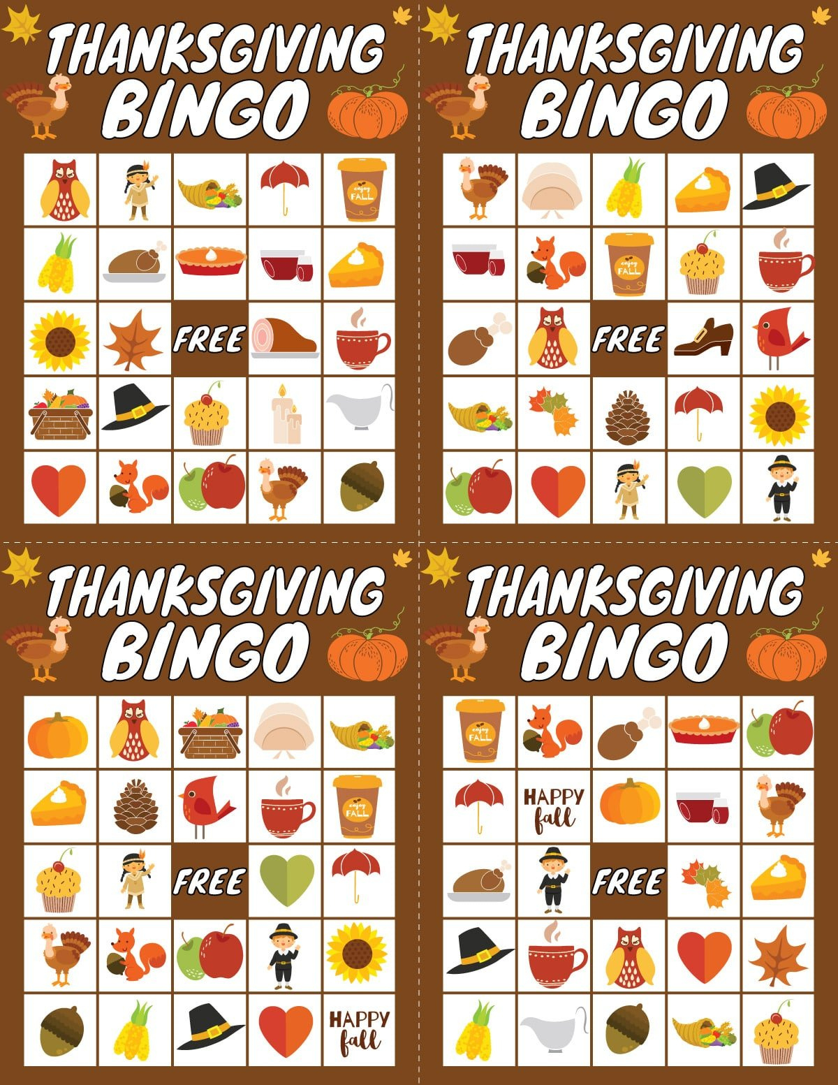 Free Printable Thanksgiving Bingo Game (20 Cards) - Play Party Plan with regard to Turkey Bingo Template