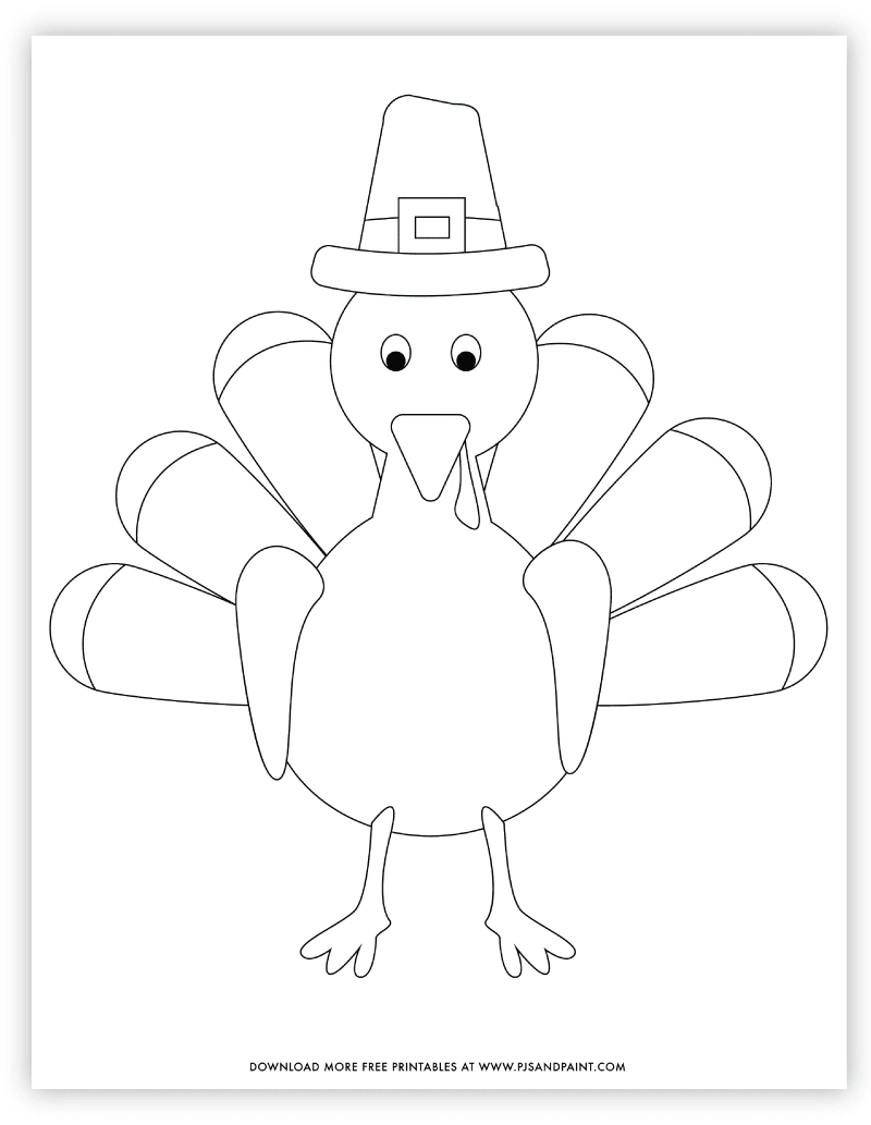 Free Printable Turkey Coloring Page - Pjs And Paint in Turkey Template Coloring Page