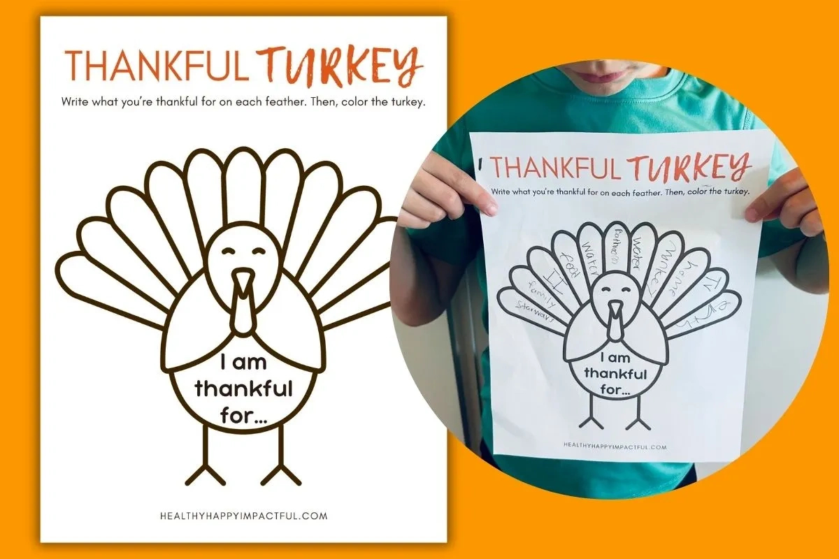 Free Thankful Turkey Printable: A Fun &amp;amp; Easy Gratitude Craft For Kids in Turkey Feather Template I Am Thankful For Free Printable