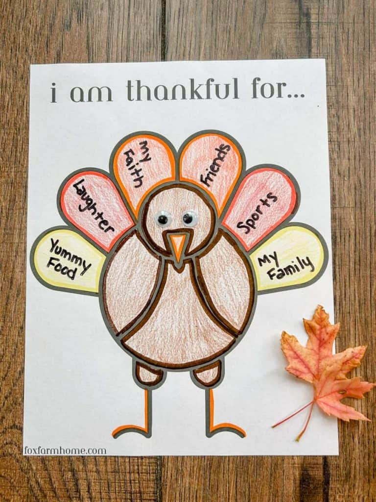 Free Thanksgiving &amp;quot;I Am Thankful For&amp;quot; Printable - Fox Farm Home intended for I Thankful For Turkey Template