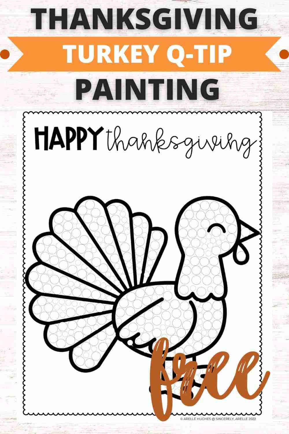 Free Thanksgiving Turkey Q-Tip Craft Printable - Smart Cookie with Dot Painting Templates Q Tip Painting Turkey