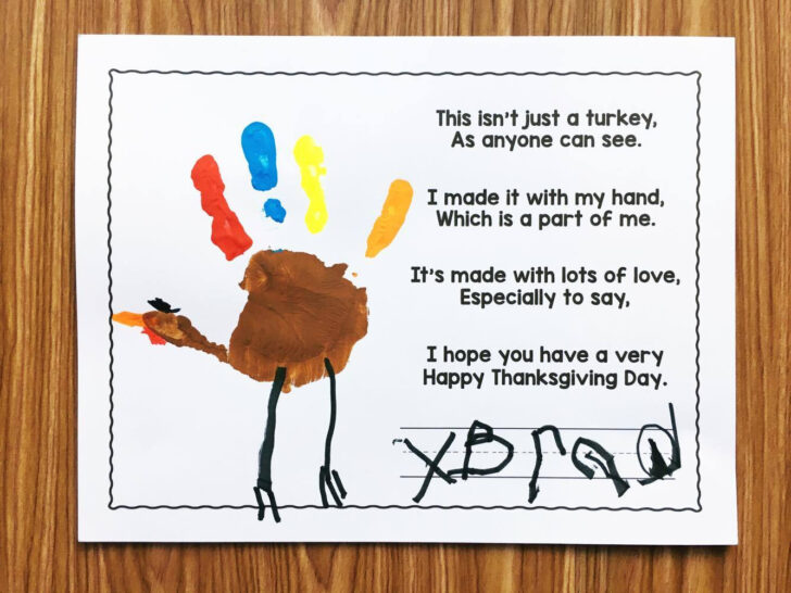 Turkey Handprint Poem Template Turkey Handprint Poem Template