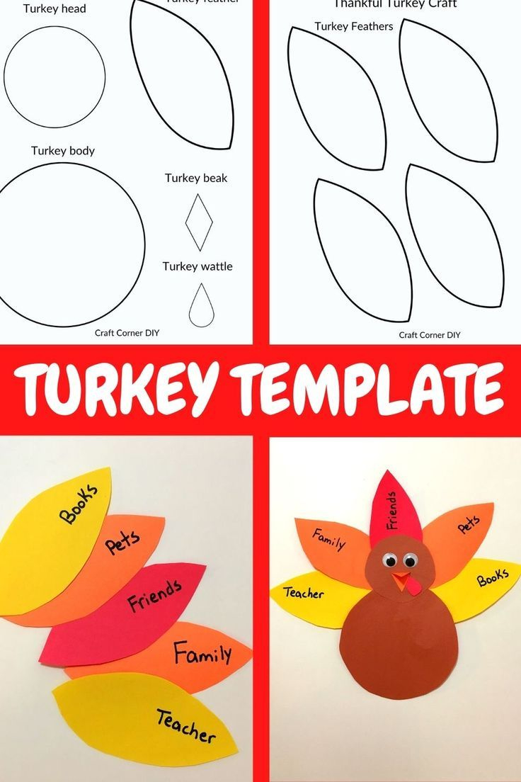 Free Turkey Template Kids Craft within Free Thanksgiving Turkey Template