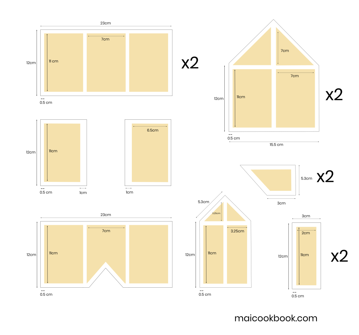 Gingerbread Glass House » Mai Cookbook throughout Gingerbread House Template With Windows