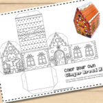 Gingerbread House Coloring Page (Build Your Own 3D House) With Regard To Gingerbread House Template To Color