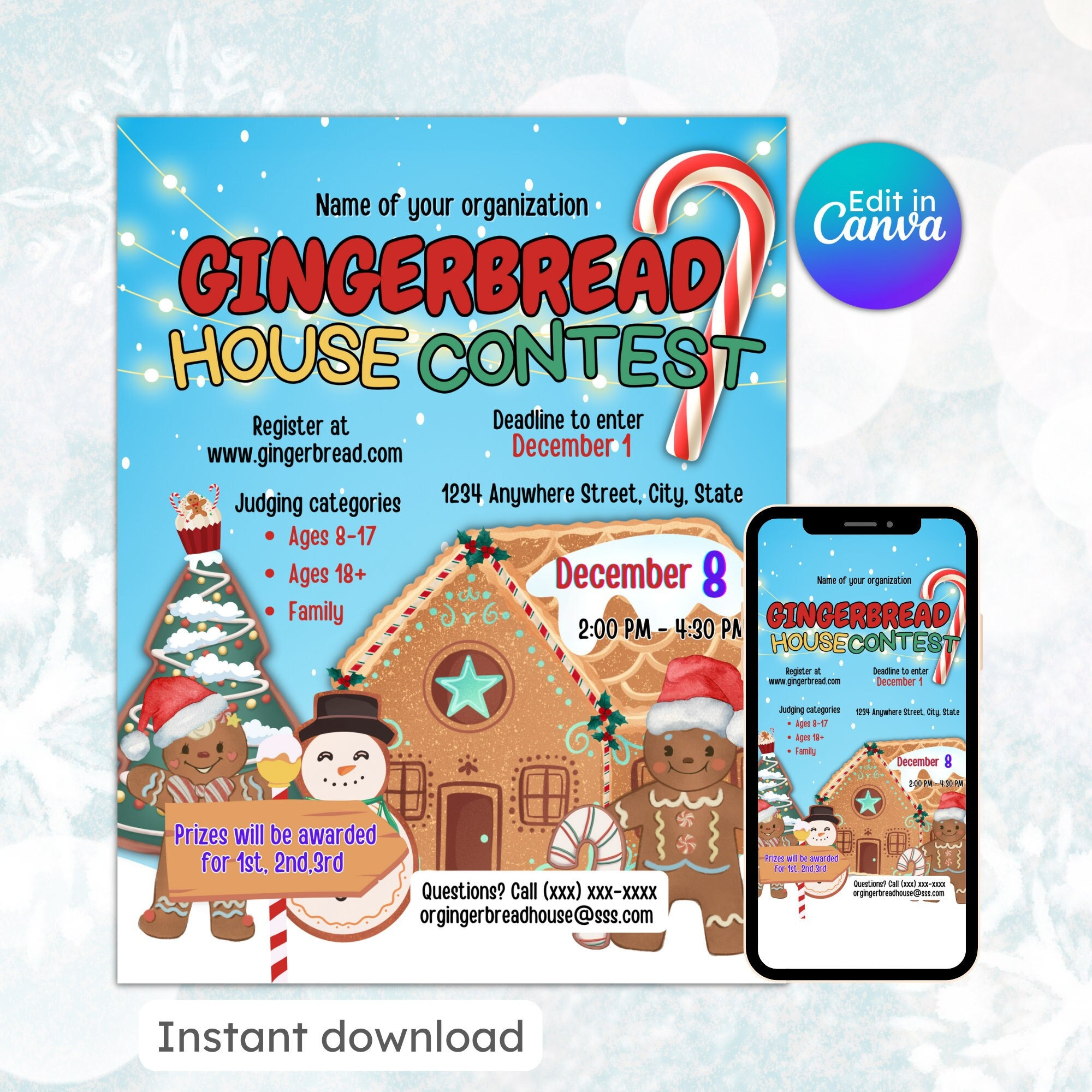 Gingerbread House Contest Flyer Cooking Decorating Christmas inside Gingerbread House Contest Flyer Template