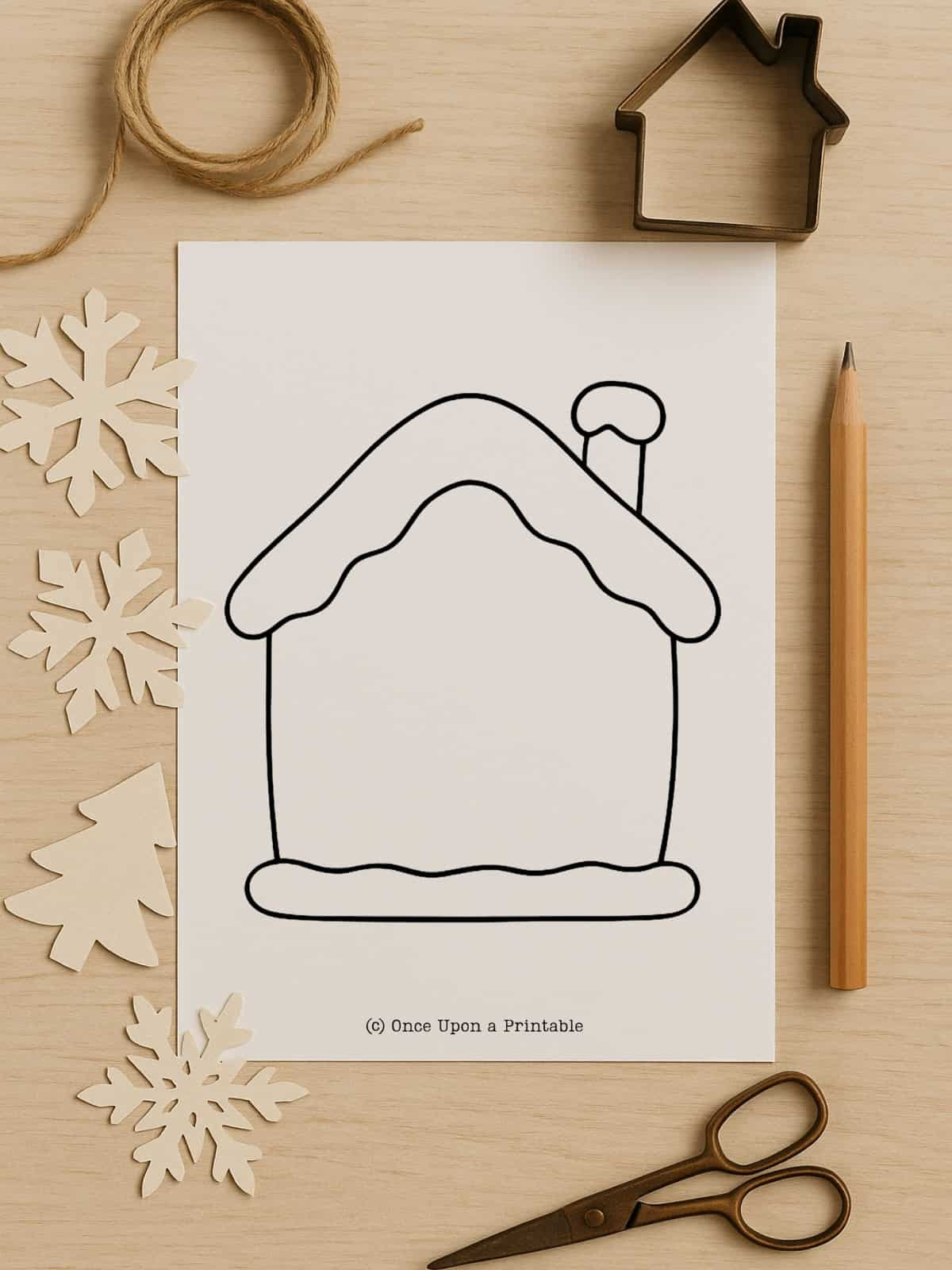 Gingerbread House Craft (Free Printable) - Once Upon A Printable for Blank Gingerbread House Template