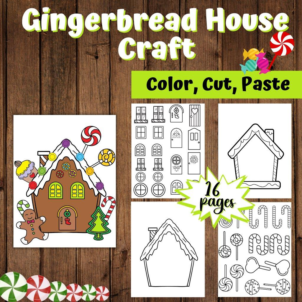 Gingerbread House Craft | Gingerbread House Shapes | Color, Cut with Gingerbread House Shape Template