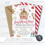 Gingerbread House Decorating Party Invitation: Diy Editable Pertaining To Gingerbread House Invitation Template