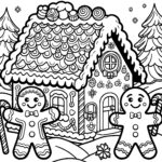 Gingerbread House: Free Coloring Page Pertaining To Gingerbread House Colouring Template