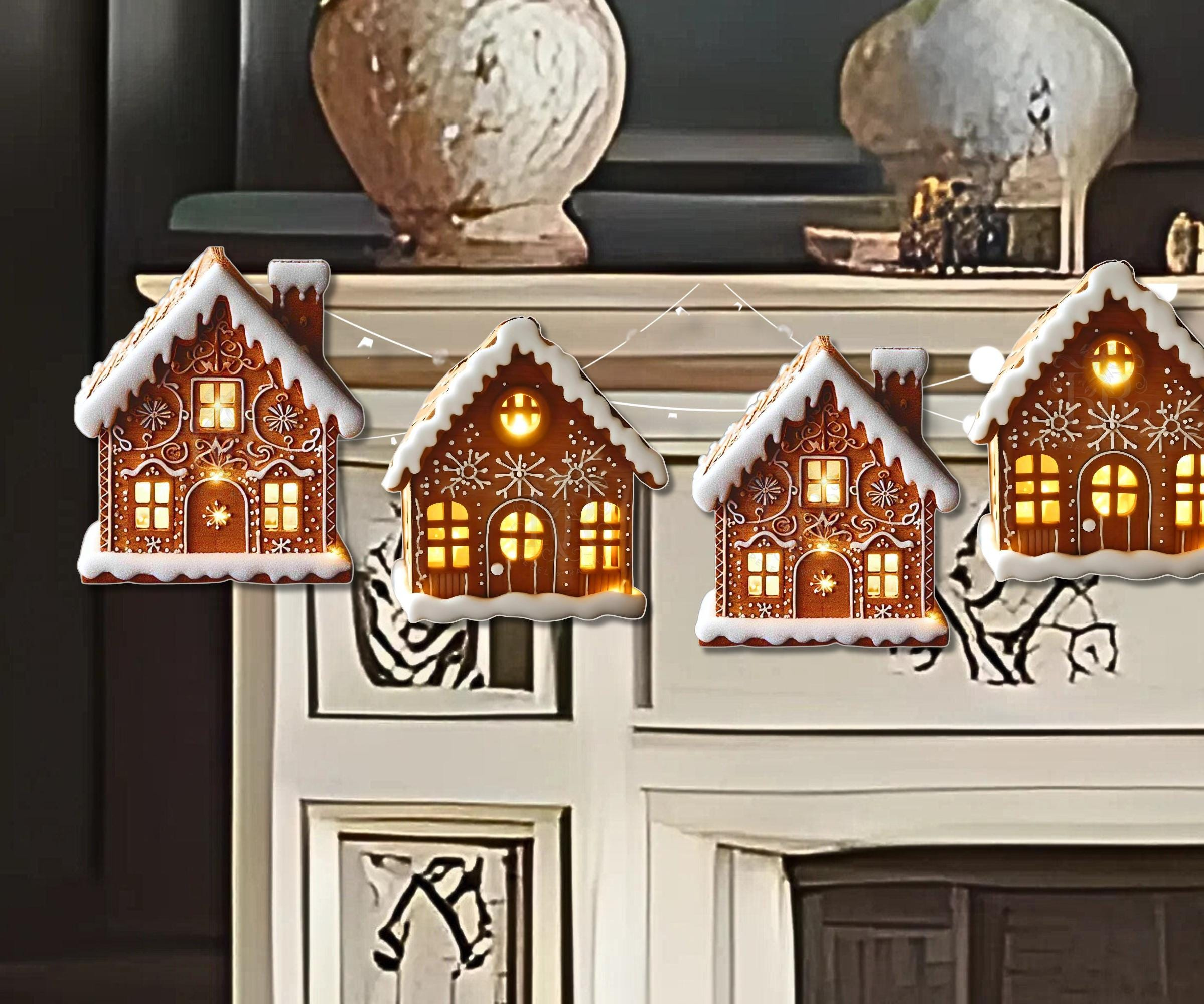 Gingerbread House Garland: Printable Christmas Bunting (Digital intended for Gingerbread House Garland Template