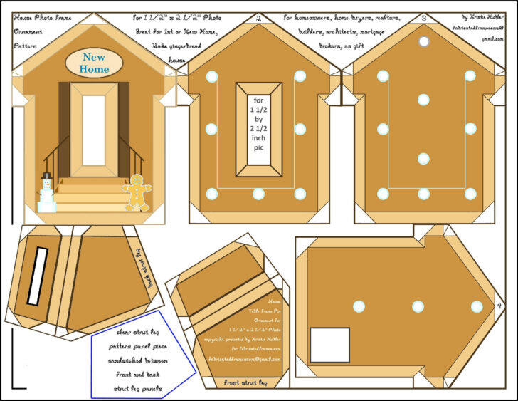 Printable a Frame Gingerbread House Template