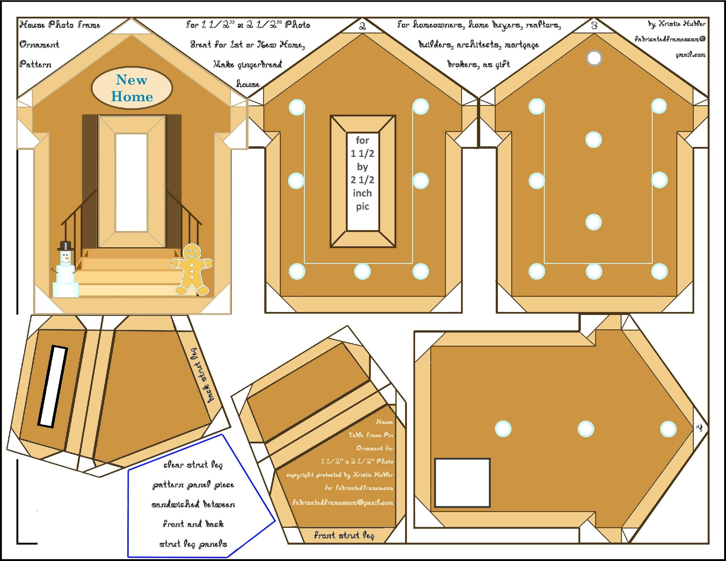 Gingerbread House New Home Frame Pin Ornament Pattern Printable inside Printable a Frame Gingerbread House Template
