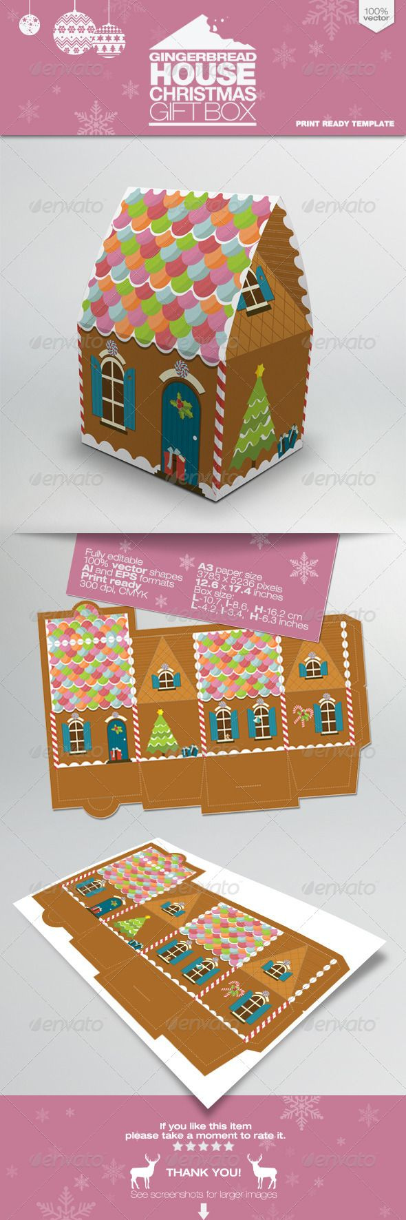 Gingerbread House Packaging Gift Box for Gingerbread House Box Template