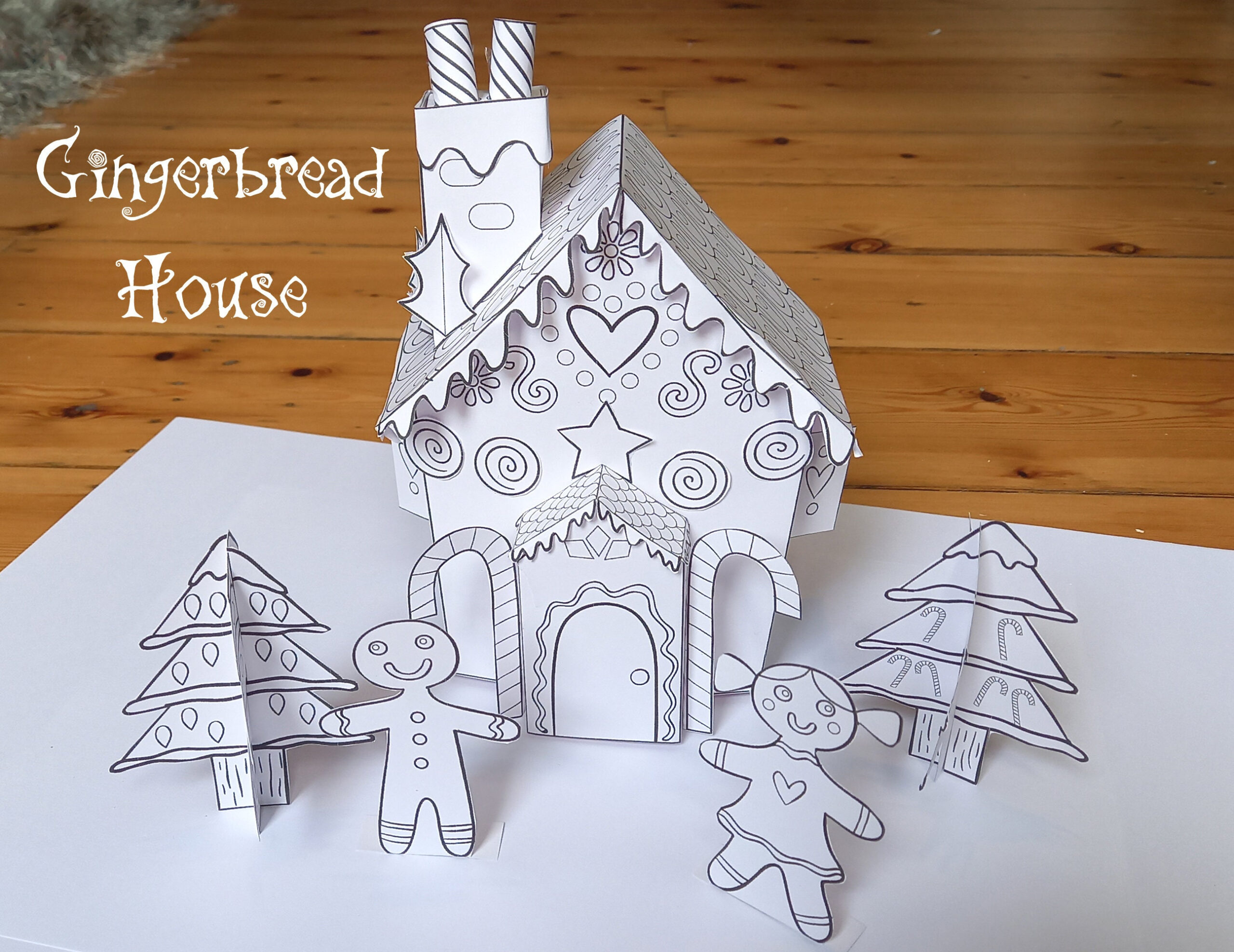 Gingerbread House Printable Paper Craft And Colouring Activity For inside Gingerbread House Paper Craft Template