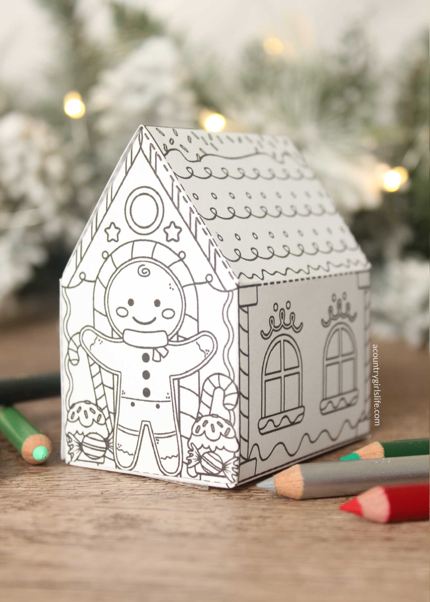 Gingerbread House To Color (Free 3D Printable) - A Country Girl&amp;#039;S Life pertaining to Gingerbread House Foldable Template