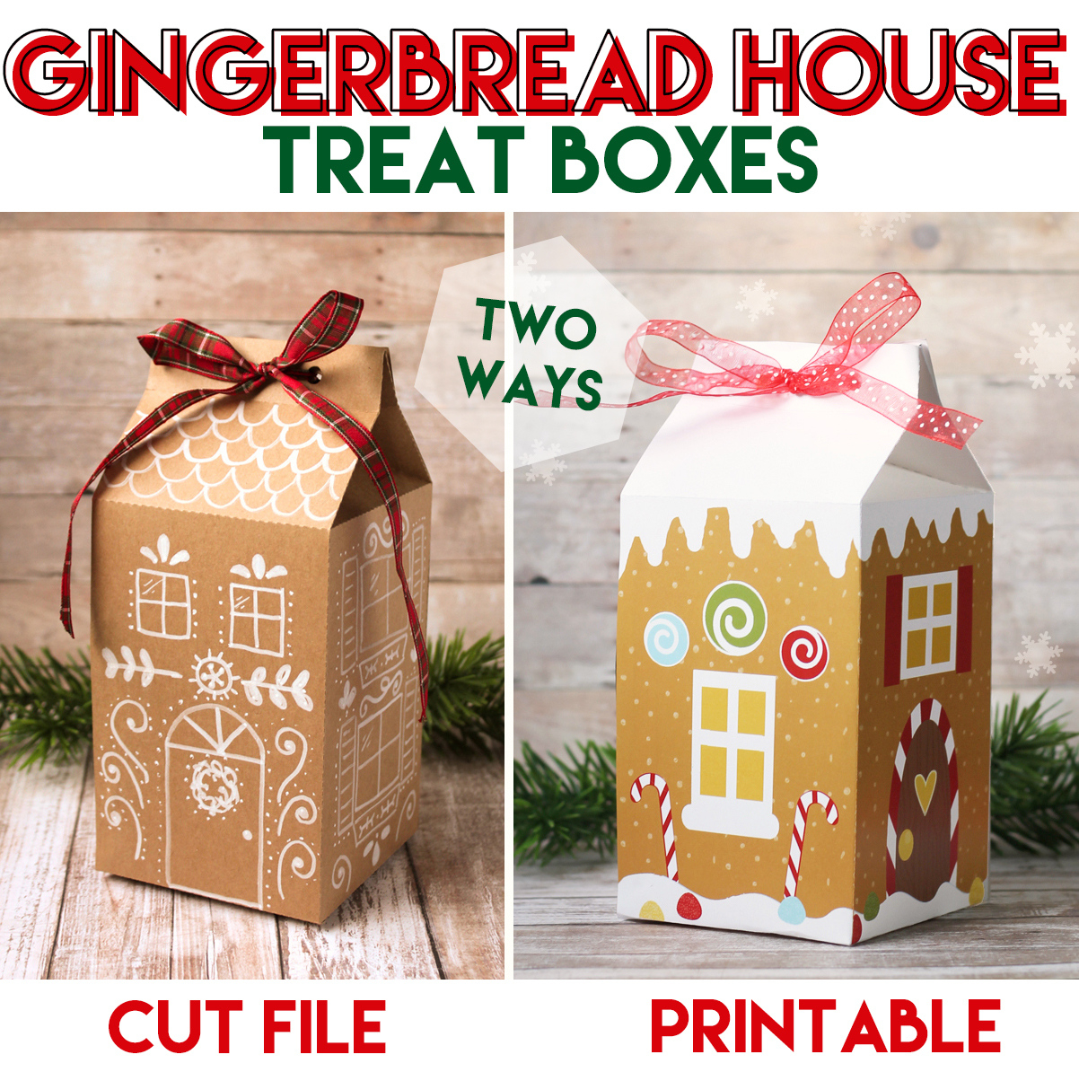 Gingerbread House Treat Box Printable And Cut File intended for Gingerbread House Box Template