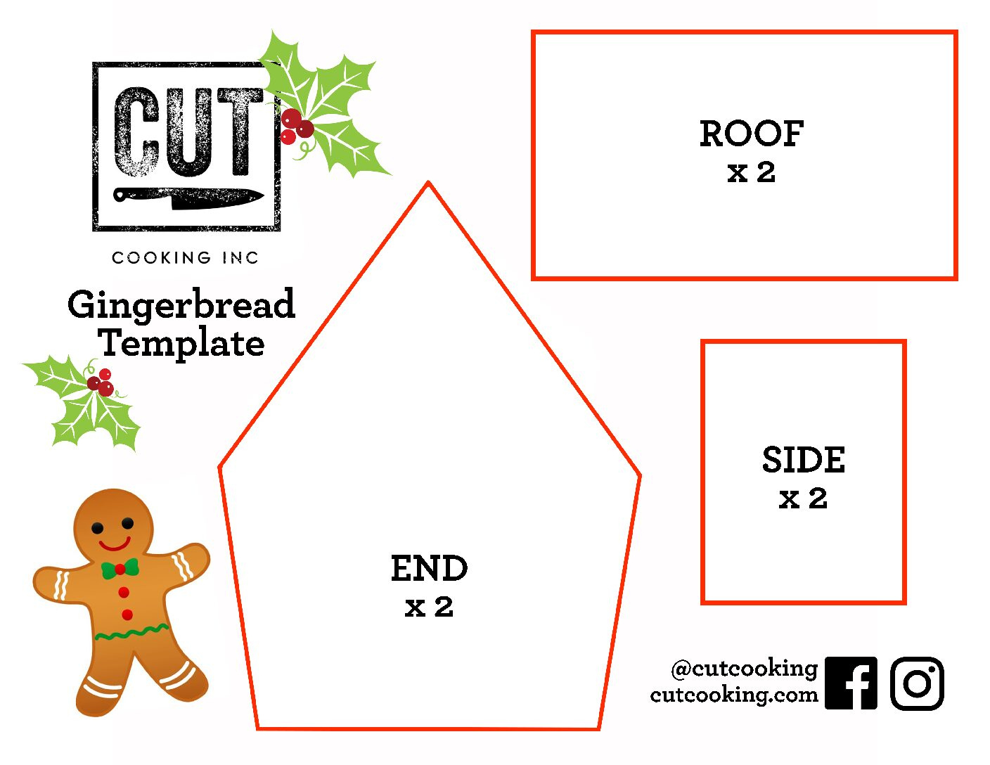 Gingerbread Houses - Cut Cooking pertaining to Gingerbread House Template Free