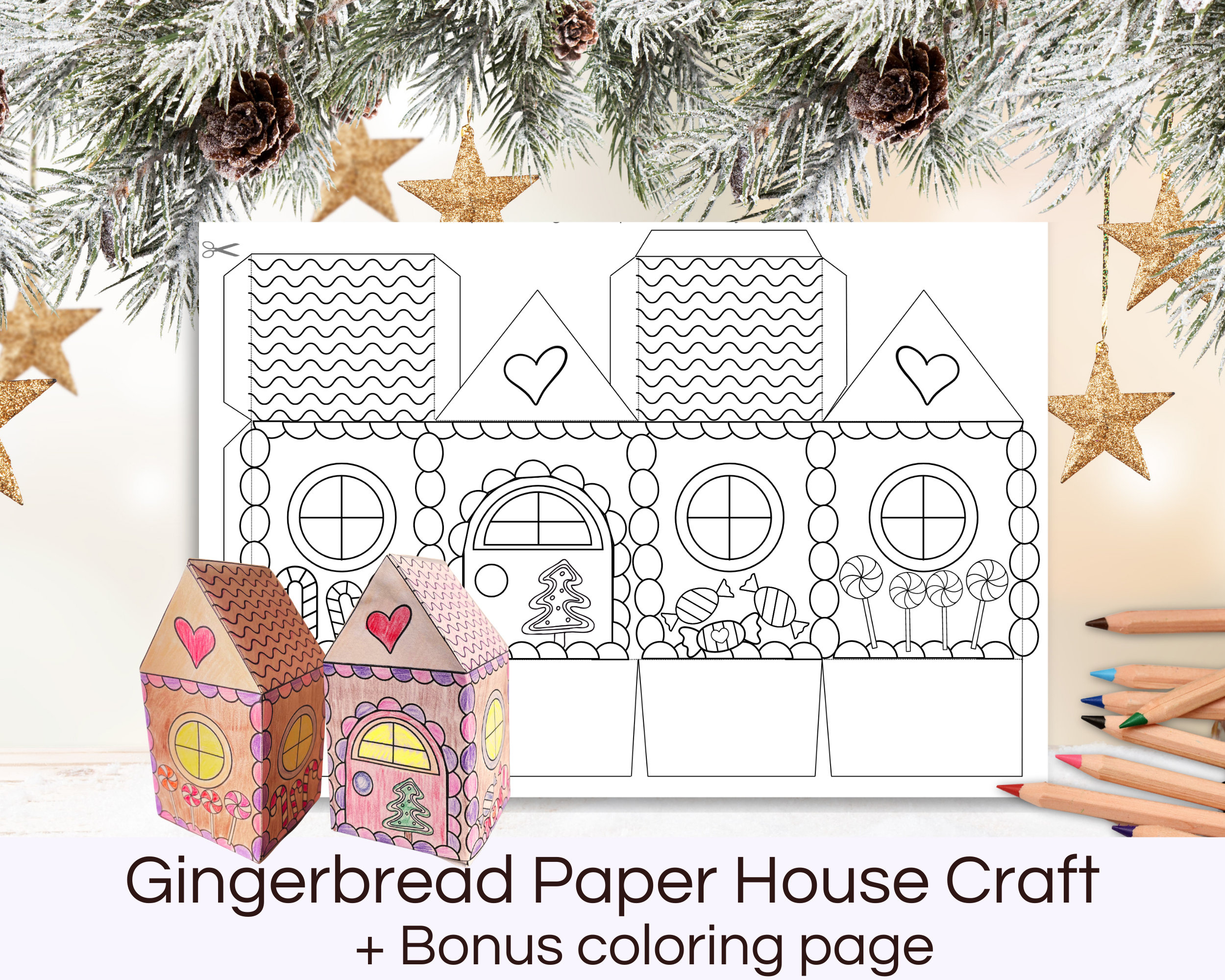 Gingerbread Paper House Template Printable Gingerbread House pertaining to Gingerbread Paper House Template