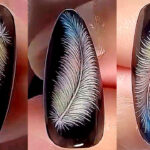 Hand Painted Feather Nail Design   Black & White Feather Nail Art   Hand  Painted Nail Art Design # 7 With Regard To Feather Nail Art Template