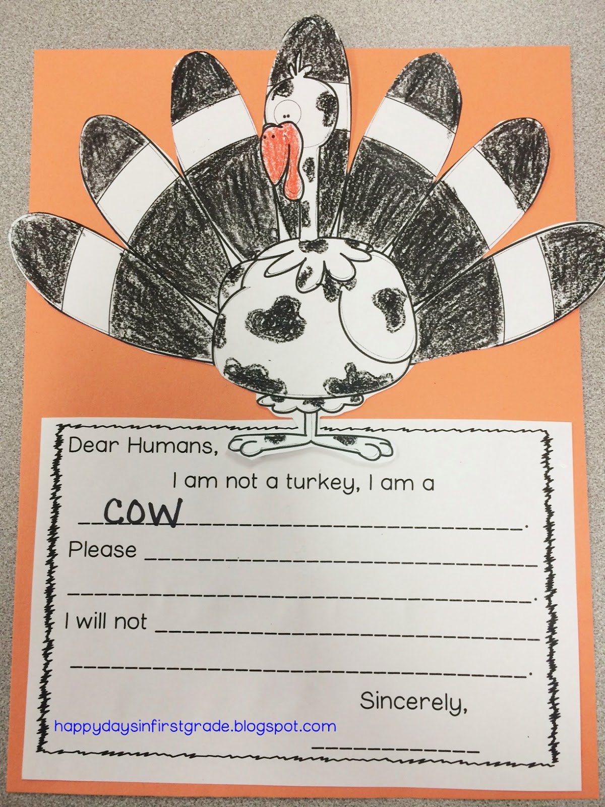 Happy Days In First Grade: A New Name &amp;amp; A Turkey Freebie! inside I Am Not a Turkey Writing Template