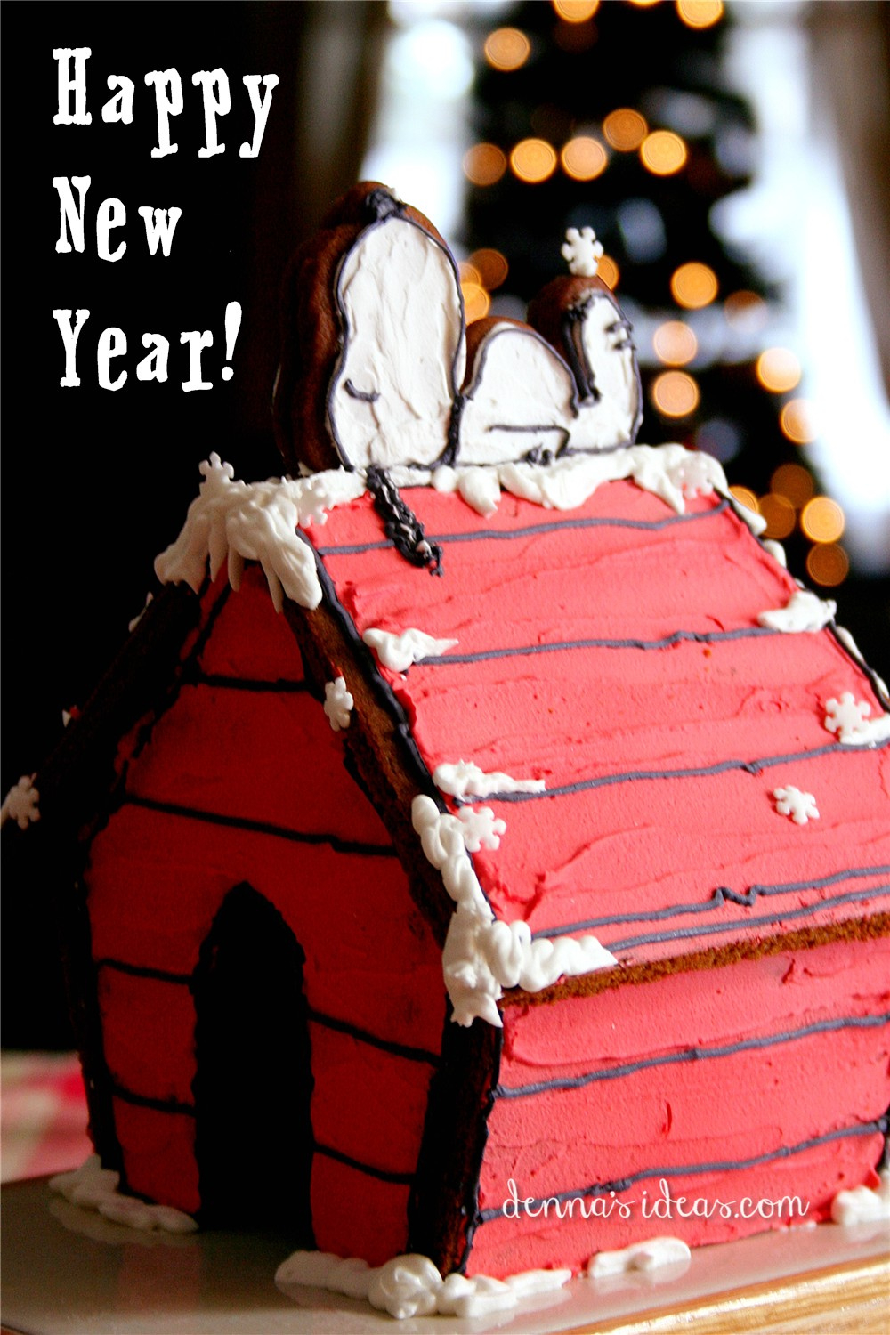 Happy New Year With A Gingerbread Snoopy&amp;#039;S Doghouse | Denna&amp;#039;S Ideas inside Snoopy Gingerbread House Template