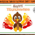 Happy Thanksgiving Turkey Footprint Crafts, Printable Handprint Within Turkey Footprint Template