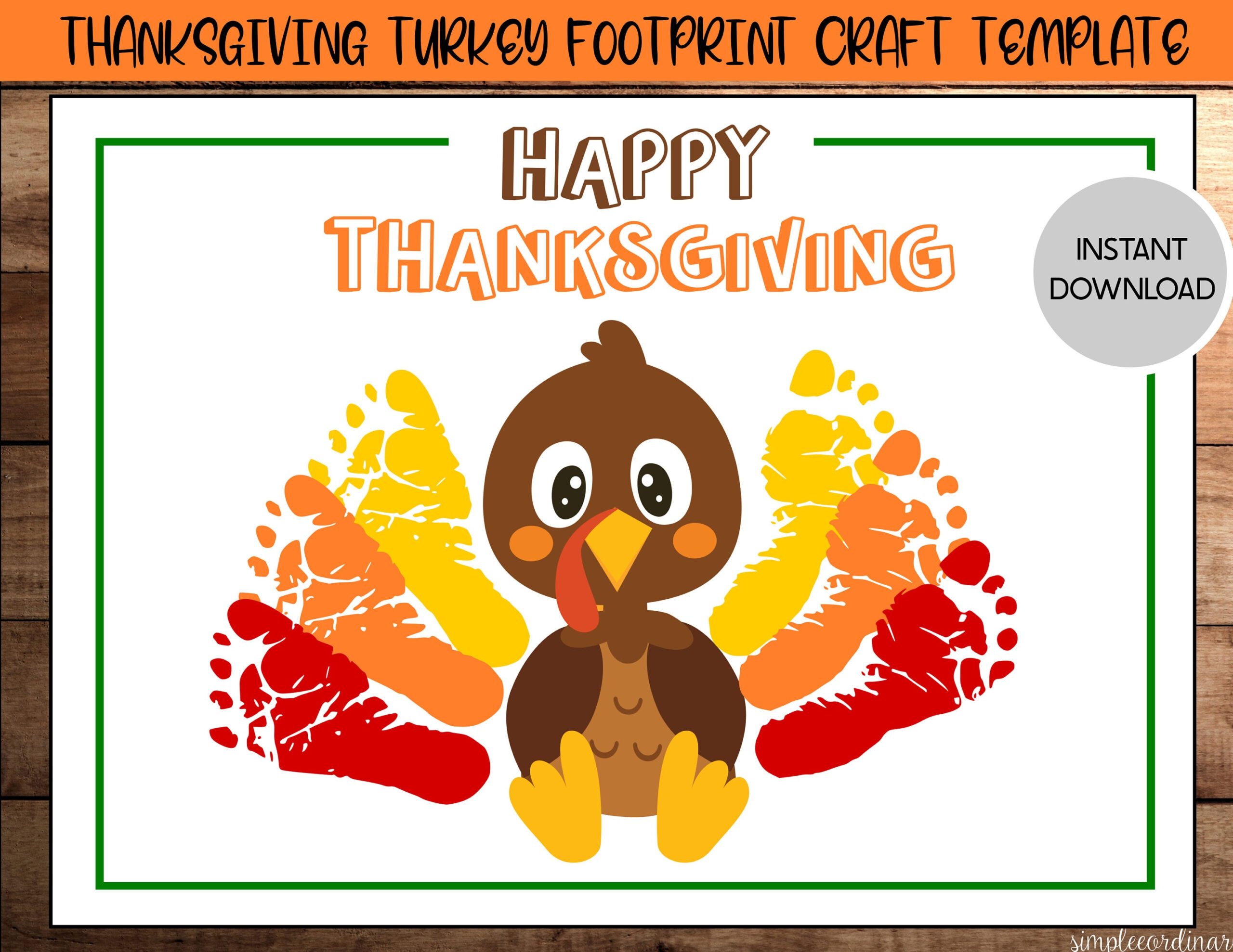 Happy Thanksgiving Turkey Footprint Crafts, Printable Handprint within Turkey Footprint Template