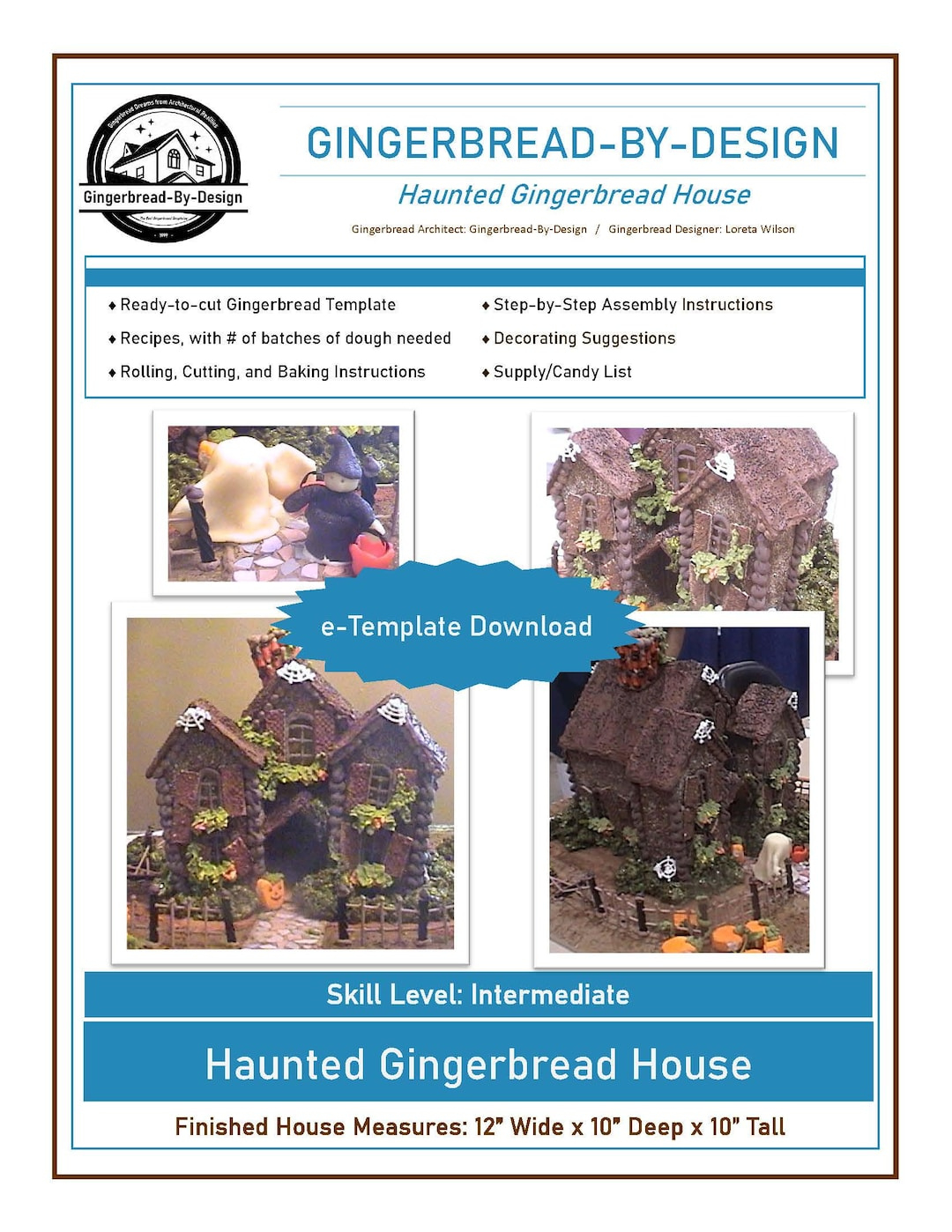 Haunted Gingerbread House Template - Etsy for Gingerbread Haunted House Template